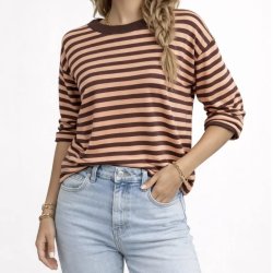 Lang�rmet bluse med striber 