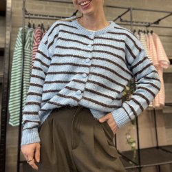 Stribet Strik Cardigan ONE SIZE