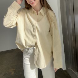 Skjorte Vera med striber i Banana Yellow 