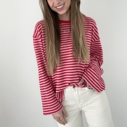 Lang�rmet bluse med striber ONESIZE