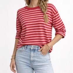 Lang�rmet bluse med striber 