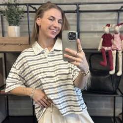 Polo stribet bomuld str. S-L