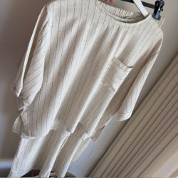 Stribet s�t i et h�r og viskose mix