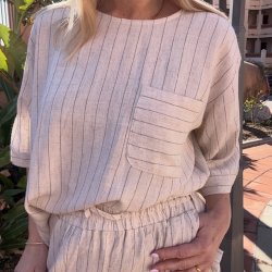 Stribet s�t i et h�r og viskose mix