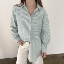 Skjorte Kamma i gr�n med striber XS-XL