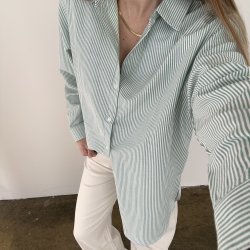 Skjorte Kamma i gr�n med striber XS-XL