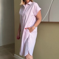 Stribet kjole bomuld str. S-xl