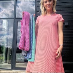 Strand kjole klassisk strib med rme