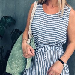 Strandtaske prikket canvas