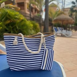 Strandtaske marine strib
