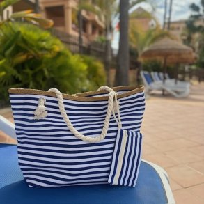 Strandtaske marine strib