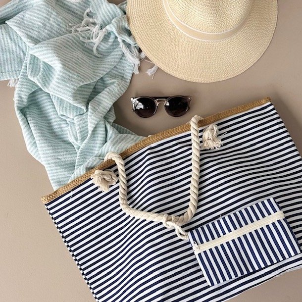 Strandtaske marine strib