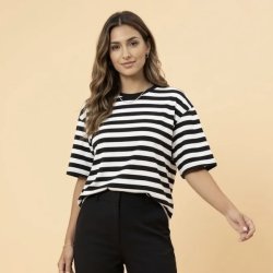 Oversize t-shirt med striber i navy