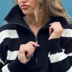 Strikbluse high neck zipped S-XL