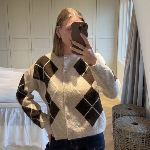 Cardigan argyle uld miks 