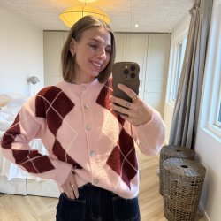 Cardigan argyle uld miks 