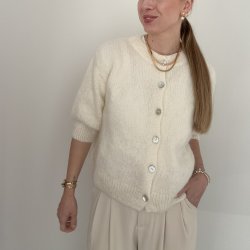 Kort�rmet uld cardigan - str 36-42 Mohair &amp; uld miks