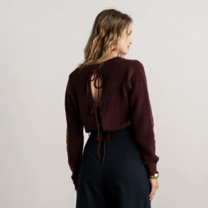 Strik sweater med bindeb�nd