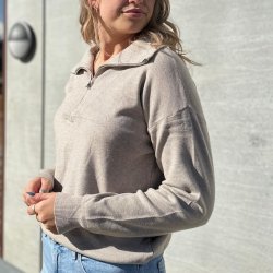 Sweater med zipper - str S-XL