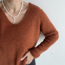 Mohair Sweater m. v-hals str. S-L