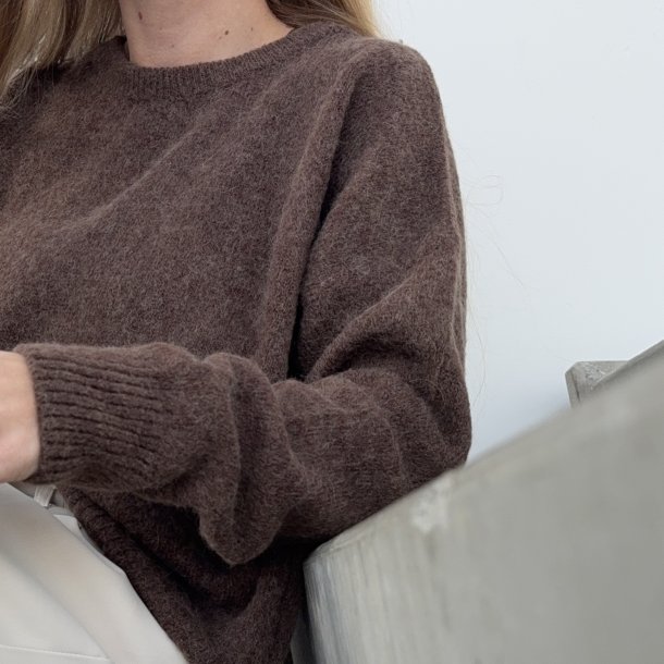 Langrmet sweater med rund hals uld mix onesize 