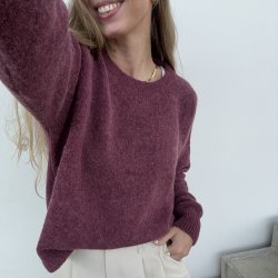 Langrmet sweater med rund hals uld mix onesize 