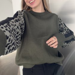 Strikbluse Leo Viskose, Polyeter og Nylon