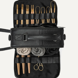 Lilly strikke taske skind