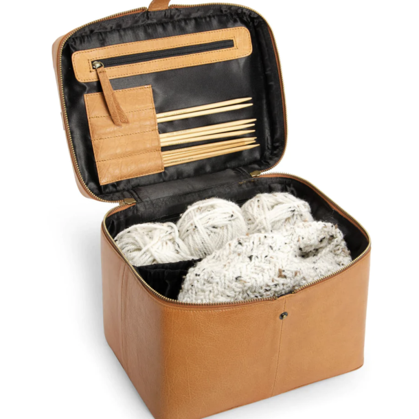 Lexi strikketaske / toilettaske skind