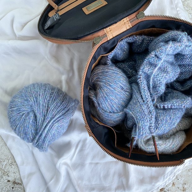 Saturn XL strikketaske deluxe skind - cognac - brun