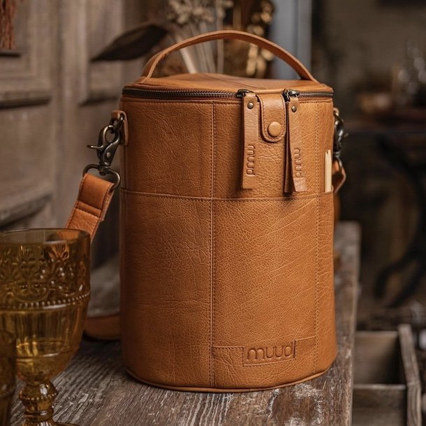 Saturn XL strikketaske deluxe skind - cognac - brun