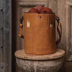 Saturn XL strikketaske deluxe skind - cognac - brun