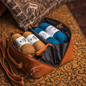 Cleo strikketaske / toilettaske skind