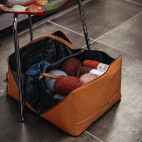 Cleo XL strikketaske skind