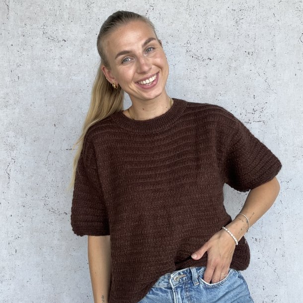 Kortrmet sweater Asta Str M-XL Alpaca uld