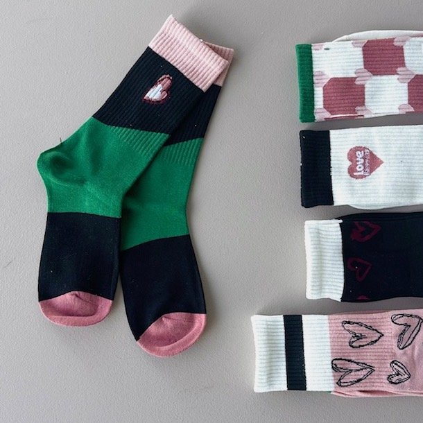 Trendy strmpe heart bomuld Str. 35-40