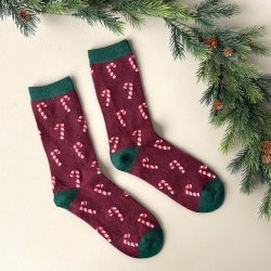 Uldstrmper med julemotiv str. 40-46