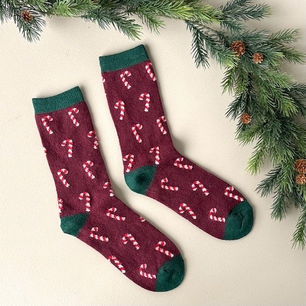 Uldstrmper med julemotiv str. 40-46