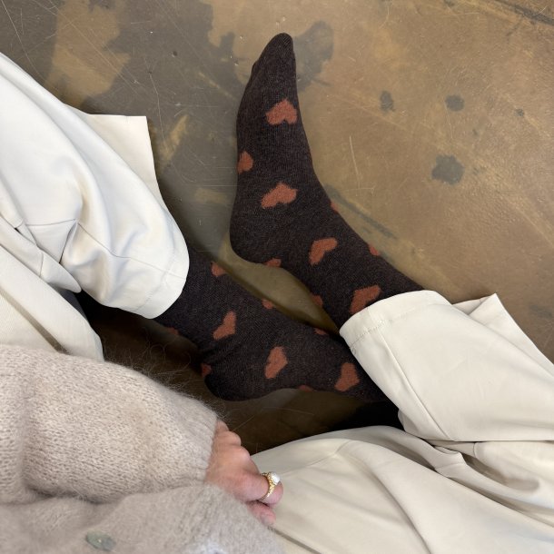 Uld sokker hjerte lana miks str. 35-40 