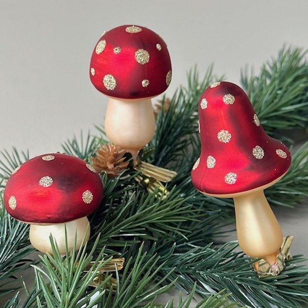 Jule svampe med klips - st af 3