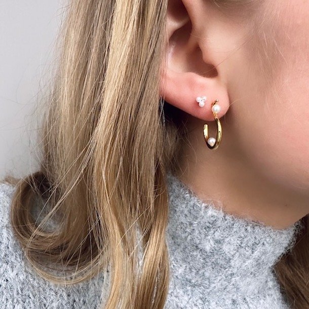 restik creoler SWAN PEARL Forgyldt Slv