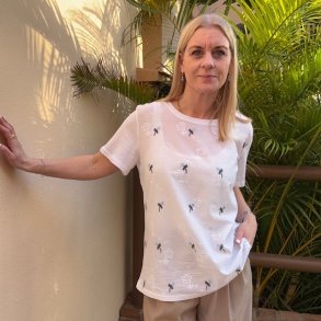 T-shirt Anne Blomster broderi 