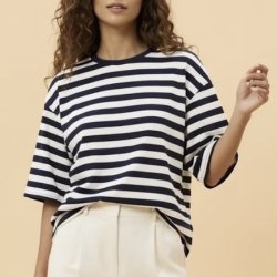 Oversize t-shirt med striber i navy
