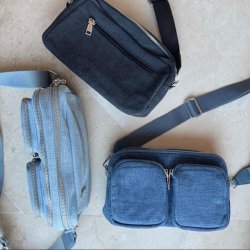 Crossbody med 5 rum denim