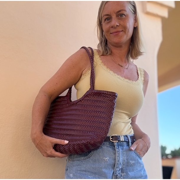 Skuldertaske flettet Skind 