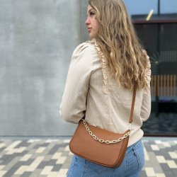 Crossbody / skuldertaske m. k�de skind