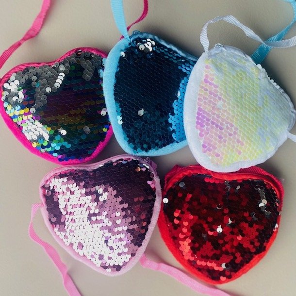 Pige taske hjerte plys &amp; pailletter