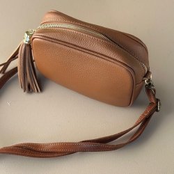 Taskerem smal cognac Skind