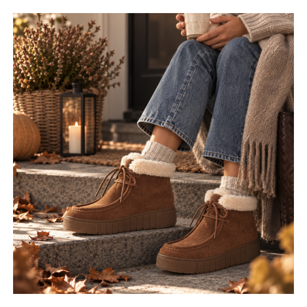 St�vle Teddy med for og sn�rre cognac - str 37-41 ruskind