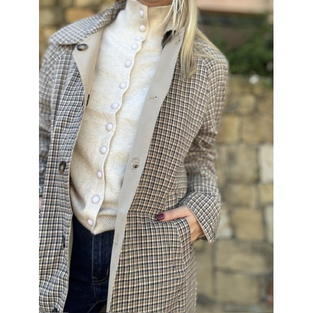 Trenchcoat med ternet foer, Olivia - str. s-xl
